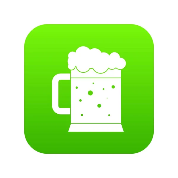 Pivo hrnek ikonu digitální zelená — Stockový vektor