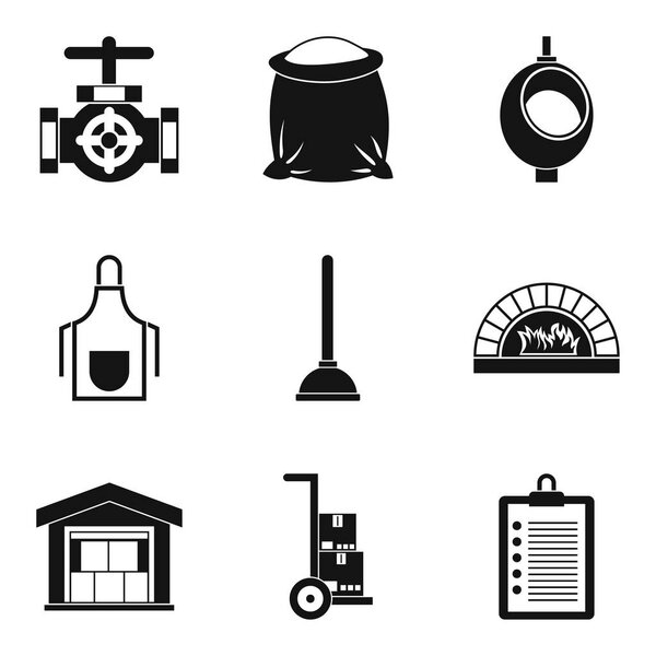 Work order icons set, simple style