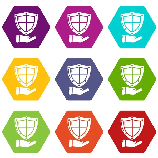 9 vektör kalkan Icons set