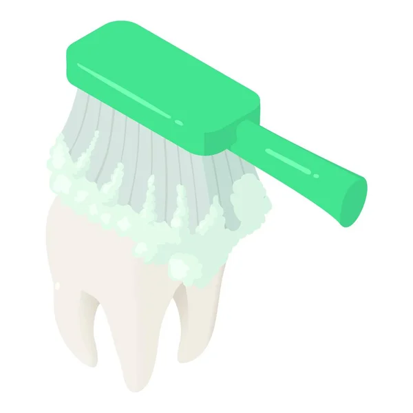 Kartáček na zuby čisté zub ikona, izometrický styl — Stockový vektor