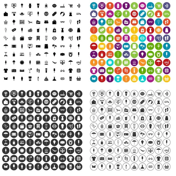100 magasins d'été icônes ensemble variante vectorielle — Image vectorielle