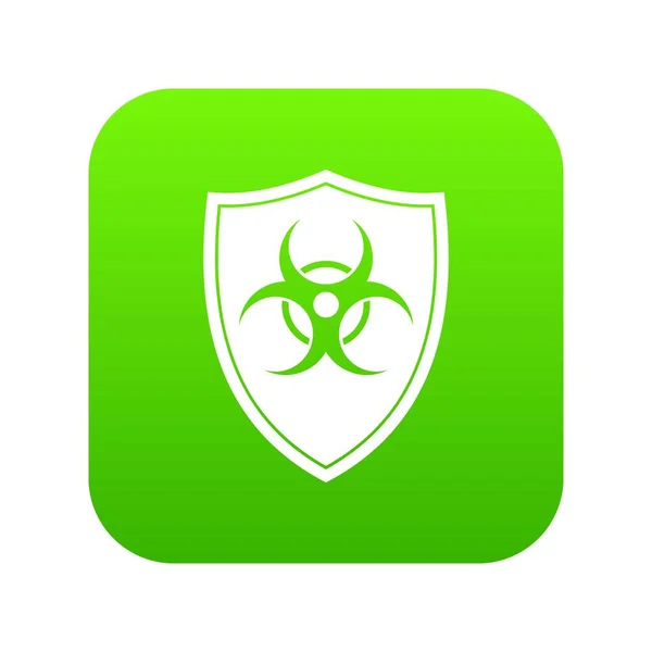 Shield with a biohazard sign icon digital green — Stock Vector
