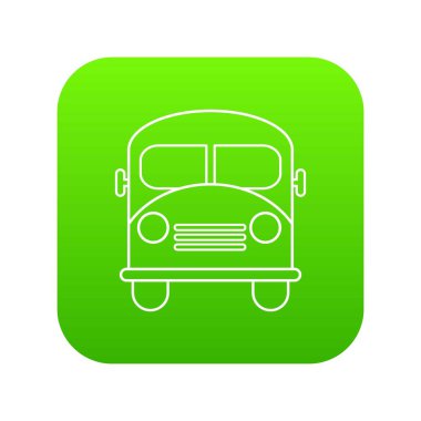 Okul otobüsü yeşil simge vektör