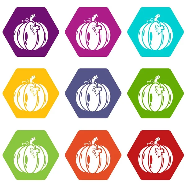 Conjunto de iconos de calabaza 9 vector — Vector de stock