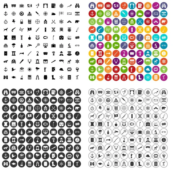 100 binoculares iconos conjunto variante vectorial — Vector de stock