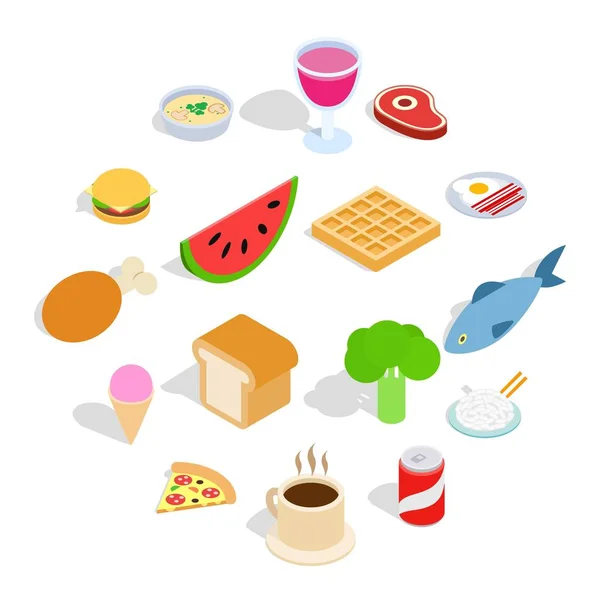 Conjunto de ícones de comida, estilo 3D isométrico — Vetor de Stock