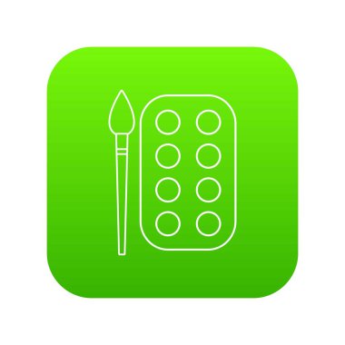 Boya fırça paleti simgesi yeşil vektör