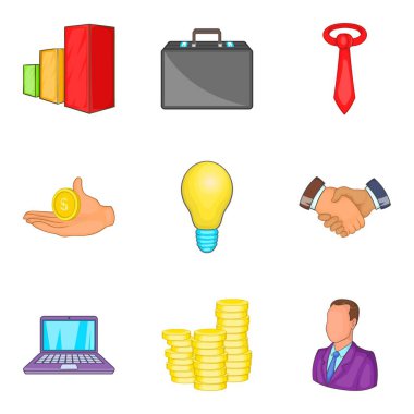 İş durum Icons set, karikatür tarzı