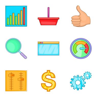 Büyük çaba Icons set, karikatür tarzı