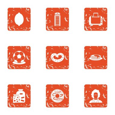 Office eğlence simgeler kümesi, grunge tarzı