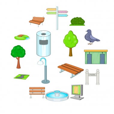 Park Icons set, karikatür tarzı