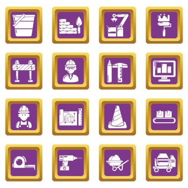 Mor kare vektör yapı işlemi Icons set