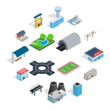 Altyapı Icons set, izometrik 3d stili