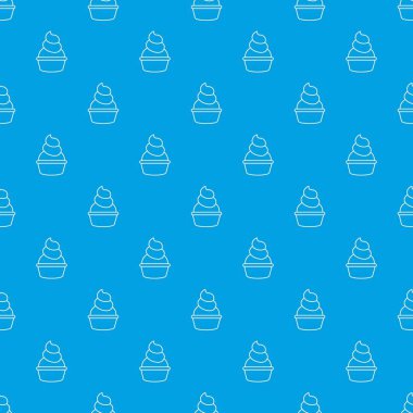 Kremalı cupcake desen vektör kesintisiz mavi