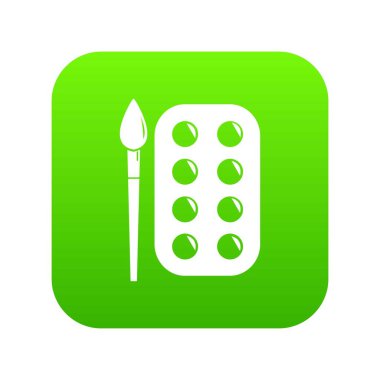 Boya fırça paleti simgesi yeşil vektör