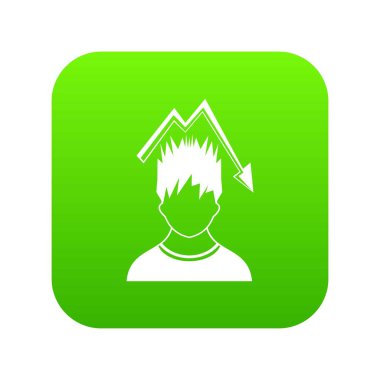 Düşme ile kırmızı adam grafik üzerinde kafa simgesi dijital yeşil