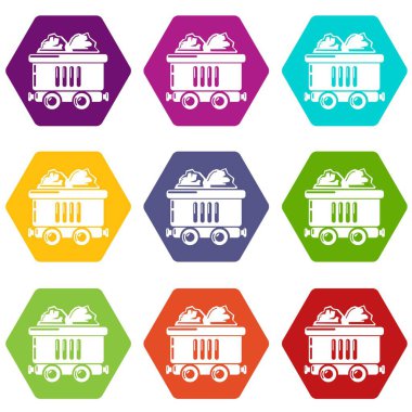 9 vektör kömür araba Icons set