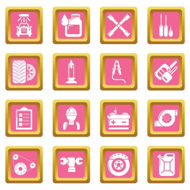 Pembe kare vektör otomatik onarım Icons set