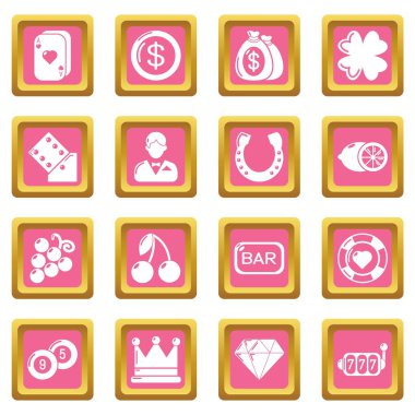 Pembe kare vektör Casino Icons set