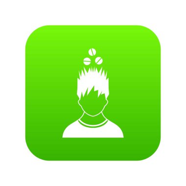 Tabletler üzerinde kafa simgesi dijital yeşil adam