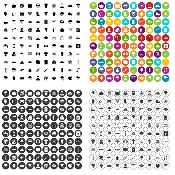 100 icônes orage ensemble variante vectorielle — Image vectorielle