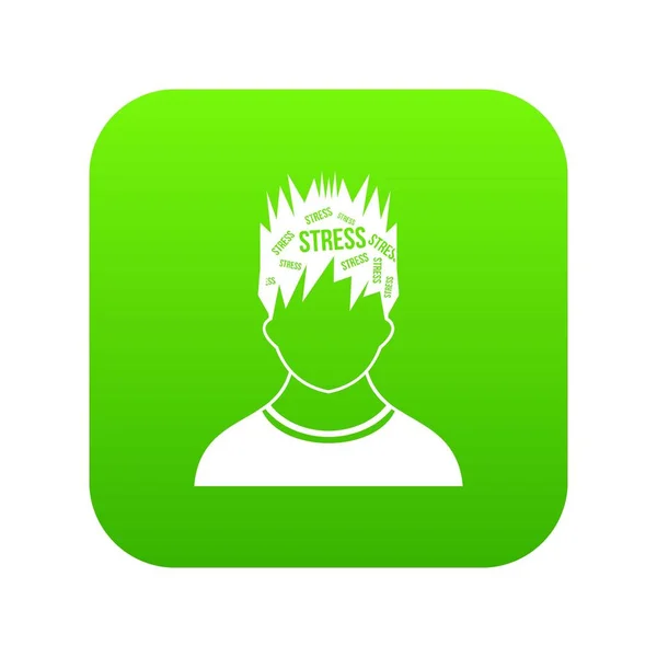 Woord stress in het hoofd van man pictogram digitale groen — Stockvector