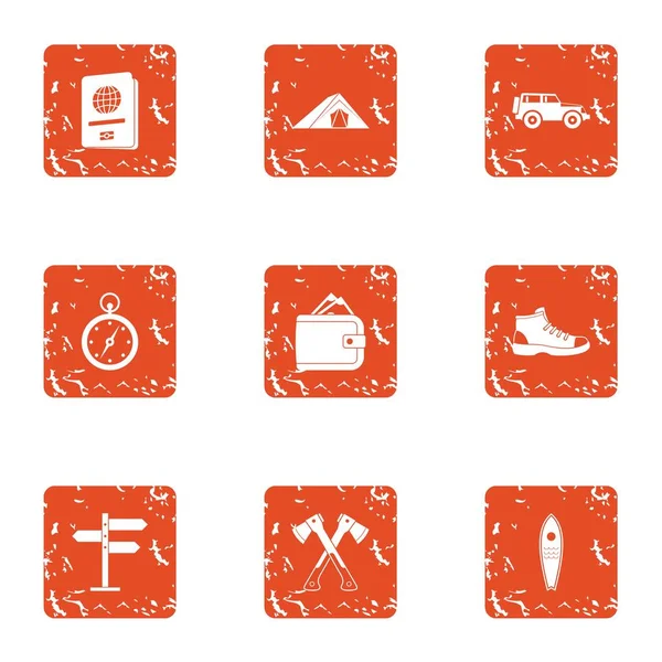 Conjunto de iconos de viaje, estilo grunge — Vector de stock