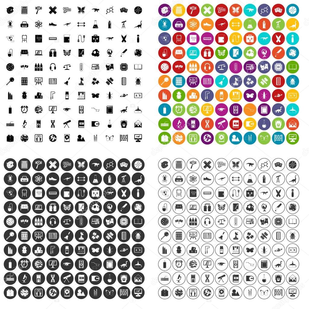 100 teaching materials icons set vector variant