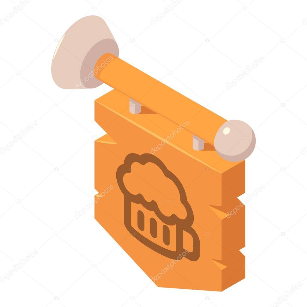 Beer bar welcome board icon, isometric style