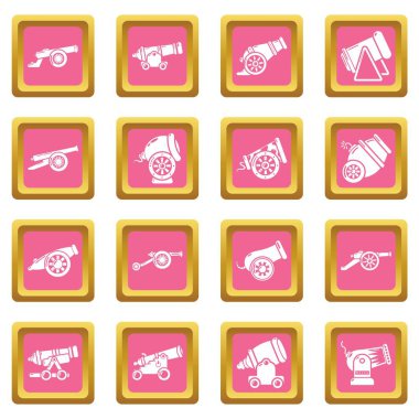 Top retro Icons set pembe kare vektör