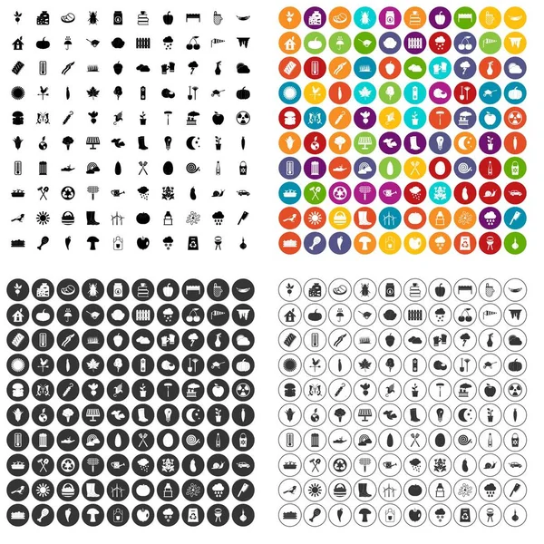 100 légumes icônes ensemble variante vectorielle — Image vectorielle