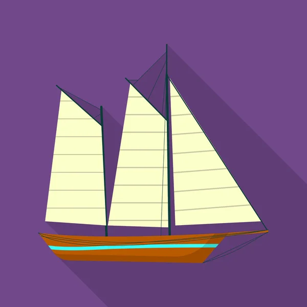 Het pictogram van het schip van Brig, vlakke stijl — Stockvector