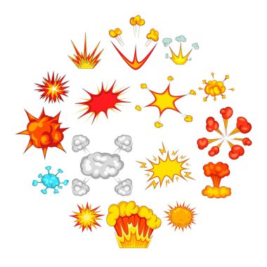 Patlama Icons set, karikatür tarzı