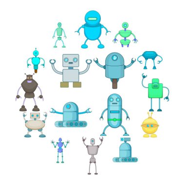 Robot Icons set, karikatür tarzı