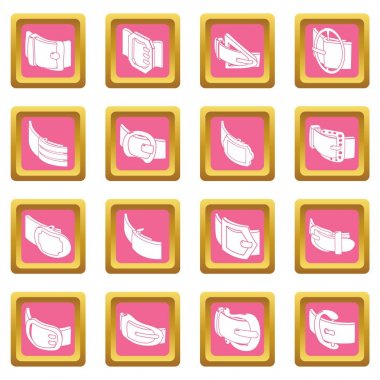 Pembe kare vektör kemer tokası Icons set
