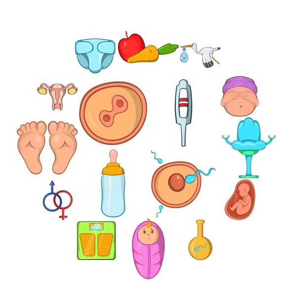 New born baby icons set — Stock Vector