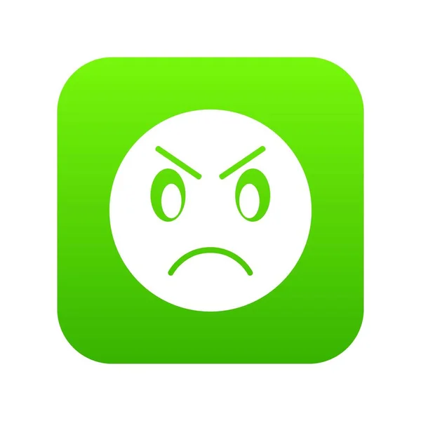 Emoticon irritado verde digital — Vetor de Stock