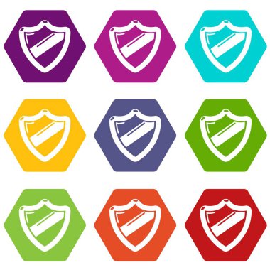 9 vektör virüsten koruma yükleme Icons set