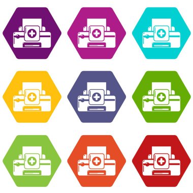 9 vektör yazıcı onarım Icons set