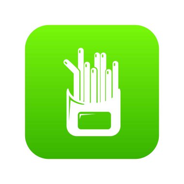 Patates kızartması yeşil simge vektör