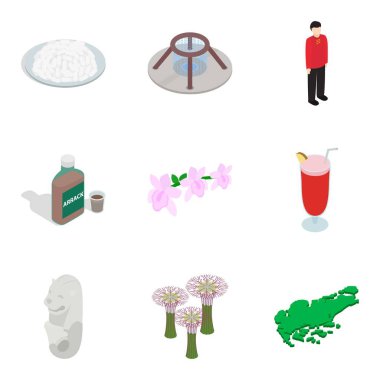 Yabancı yer Icons set, izometrik stili