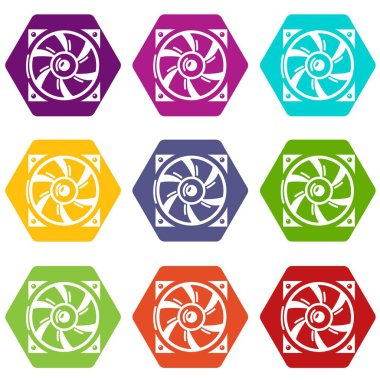 9 vektör soğutucu Icons set