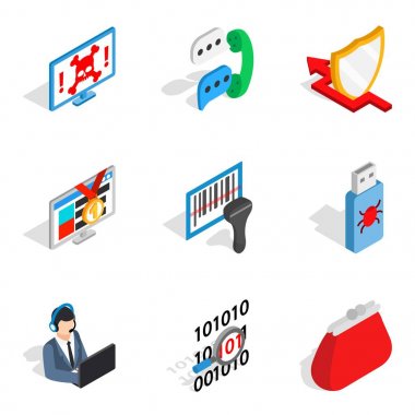 Sosyal çevre Icons set, izometrik stili