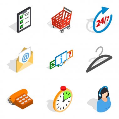 Modern iletişim Icons set, izometrik stili