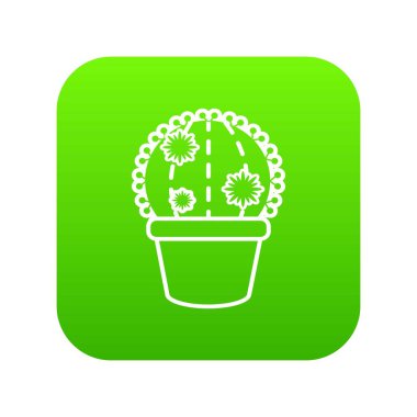 Yuvarlak kaktüs yeşil simge vektör