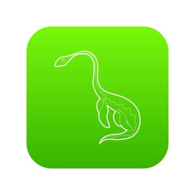 Suda yaşayan dinozor yeşil simge vektör