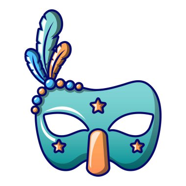Maskeli balo maskesi simgesi, karikatür tarzı