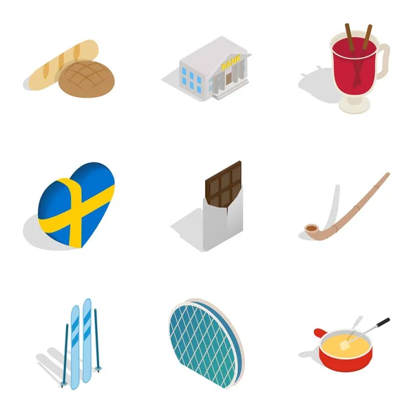 Scandinavische iconen set, isometrische stijl — Stockvector