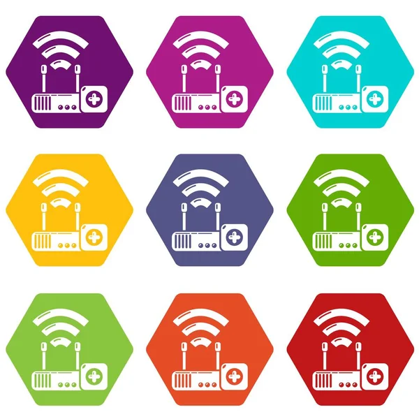 Router repair icons set 9 vector — Stock Vector