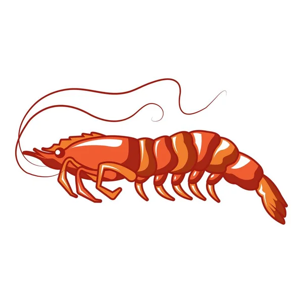 Icono de camarón largo, estilo de dibujos animados — Vector de stock